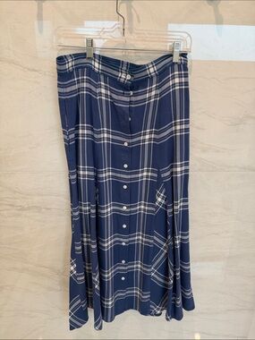 Polo by Ralph Lauren Navy and White Plaid A-Line Button Skirt